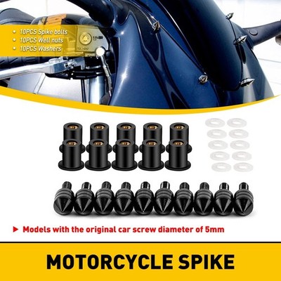 10Pcs Windscreen Motorcycle Windshield Spike Bolts 5MM Wind Bolt Screen Screw