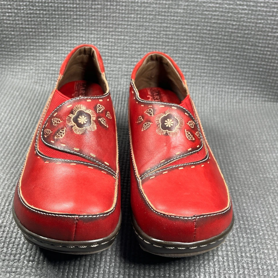L'Artiste Burbank Zuecos Zapatos Confort Mujer 37 Rojo Cuero Sin Cordones Informales Boho Foto 3 de 4