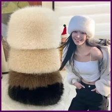 New Fluffy Fur Women's Winter Hat Winter Snow Ski Cap Female Faux Fur Thick Warm