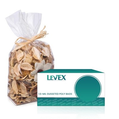 12x8x24'' 1.5 Mil Expandable Open Top Gusseted Poly Bags Clear Polyethylene LDPE