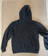 GAP Hoodie Men  s Medium Black Embroidered Logo Pullover Sweatshirt Fleece Cotton