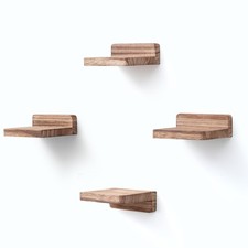 PHOENANCEE Small Floating Shelves for Wall, Set of 4, Wooden Square Shelf for...