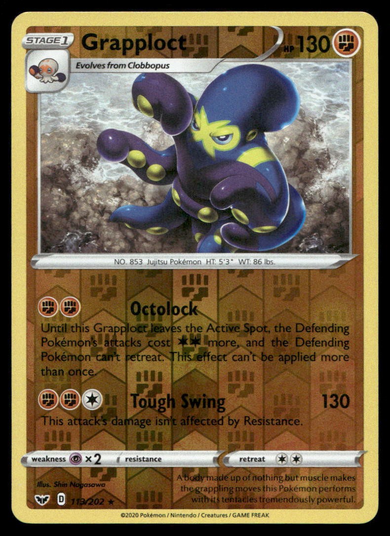 Grapploct Reverse Holofoil SWSH01: Sword & Shield Base Set 113/202 NM