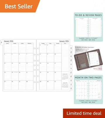 12- 2026 Desk Calendar Refills - 5.5''x8.5'' for AT-A-GLANCE & Franklin Covey