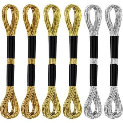 Metallisches Stickgarn 6 Stränge Gold Silber Hellgold Kreuzstich Handwerk Näh...