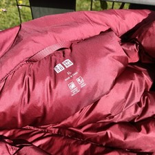 Uniqlo burgundy longline down ultra lightweight puffa coat  XL 