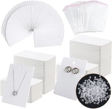 400 Pcs White Earring Cards Earring Holder Cards with Self-Sealing Bags and Clea
