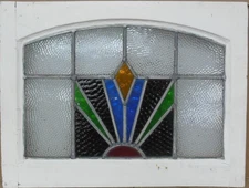 PRETTY ABSTRACT OLD ENGLISH LEADED STAINED GLASS WINDOW 21.75" X 16.5"
