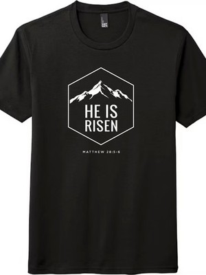 Christian Easter Unisex T-Shirt | ''He Is Risen'' Mountain Graphic Tee Multi-Color