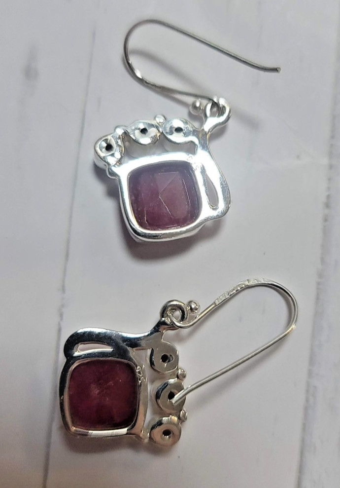Sterling Silver 925 Ruby Garnet Dangle Drop Earri… - image 5