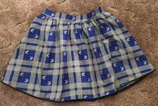 Harry Potter Ravenclaw Pleated Plaid Mini Skirt Navy/Silver, Size S w/ Pockets