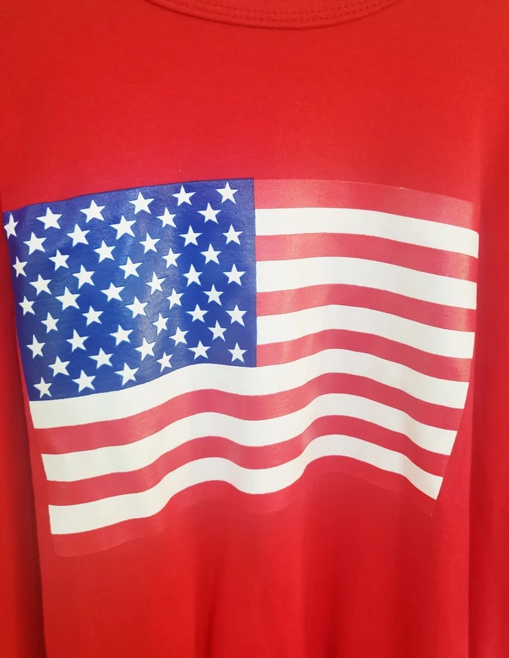 Sudadera Top Vintage Años 80 Tapemeasure Bandera Roja Americana Talla Única EE. UU. Foto 3 de 4