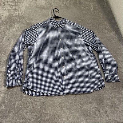 Vineyard Vines On-The-Go Performance Shirt Mens XL Blue Check Long Sleeve Brrr