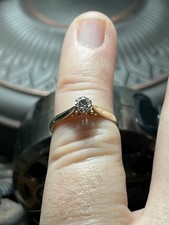 9ct Yellow Gold Beautiful High Rise .25 Diamond Ring Fully Hallmarked Size M 9ct