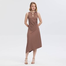 A New Day Women's Asymmetrical Jersey Bodycon Midi Dress - Brown
