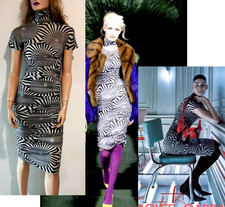 Dolce & Gabbana Runway FW2003 Geometric Print Silk Chiffon Midi Dress IT40