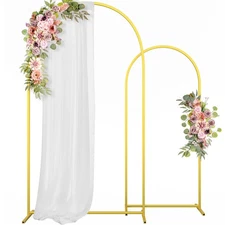 CludPark Metal Arch Backdrop Stand Wedding Arch Frame Set of 2 7.2FT,6FT Gold...