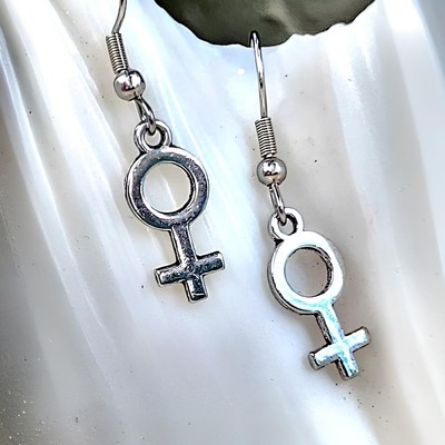 Venus Symbol Ohrringe Charm Göttin Weiblichkeit silberfarben Hänger Haken Schmuck
