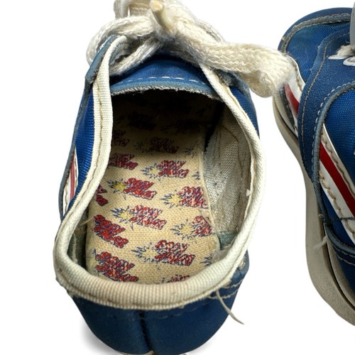 Vintage 80s Dyna Blue Suede Canvas Retro Sneakers Lace Keeper Walking Bell Sz 4 - Picture 6 of 11