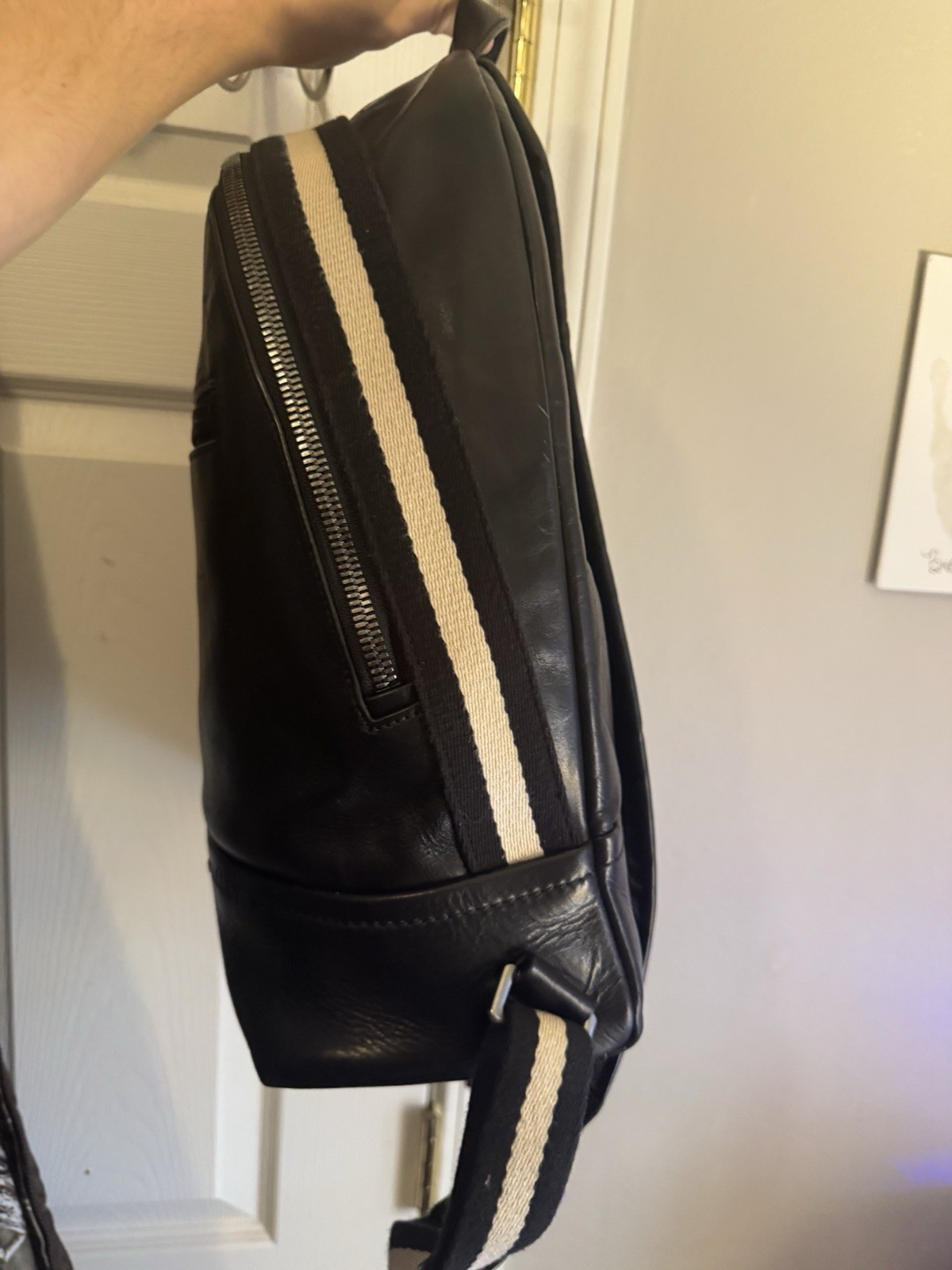 Bally Black Backpack Men Adjustable Strap Zip Clo… - image 4