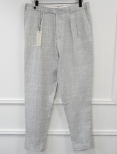Men Suitsupply Pants 100 Pure Linen Blake Double Pleat Grey Size EU48 UK/US38