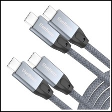 USB C to USB C Cable 15 ft 2 Pack 20Gbps 100W 4K 60Hz Nylon Braided Monitor