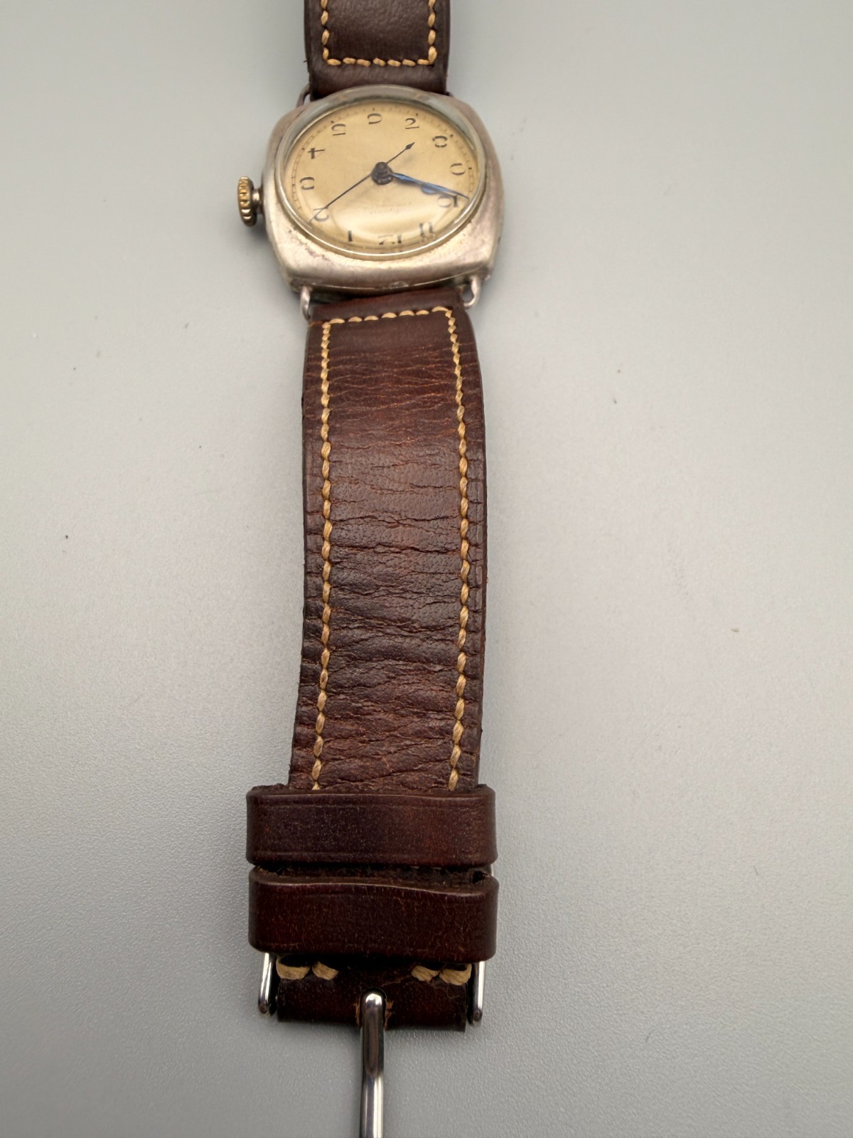 Antique Triple Signed Alpina Silver Watch