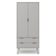 Augusta Double Wardrobe 2 Drawers Grey Stylish Spacious Storage