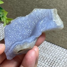 blue chalcedony rough chunk stone lace silk striped stone decoration 60g A287
