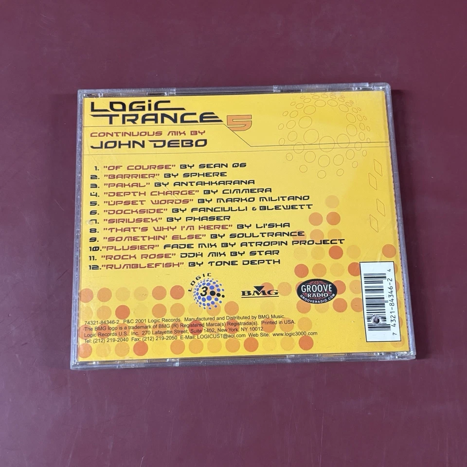 Logic Trance 5 – Continuous Mix by John Debo (CD, 2001, BMG / Groove Radio)🔴 Foto 3 de 4