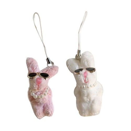 Lovely Plushs Rabbit Keychain Cartoon Bunnys Keyrings Ornament for Bags ...