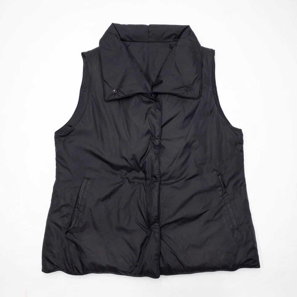 Chaleco reversible de plumón de ganso Eileen Fisher para mujer acolchado mediano negro Foto 2 de 4
