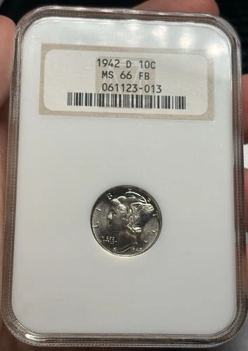 1942-D Mercury Dime Silver MS66 FB NGC Old Fatty Older Very Fresh