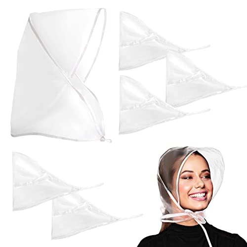 Lusofie 6 Pieces Rain Bonnet with Visor Clear Waterproof One Size Transparent