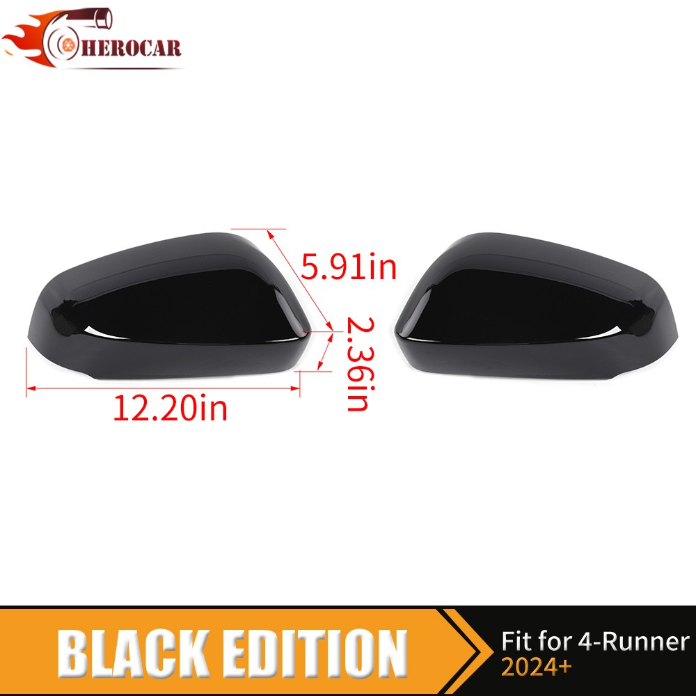 2PCS Gloss Black Rearview Side Door Mirror Covers For 4Runner 2025+ Accessories