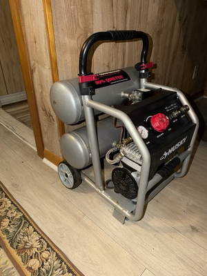 #ad #ad Husky Portable Dual Tank Air Compressor 80% Quieter Black Silver $250.00