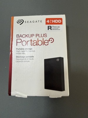 New Seagate Backup Plus Portable 4TB External HDD USB 3.0 New - Black