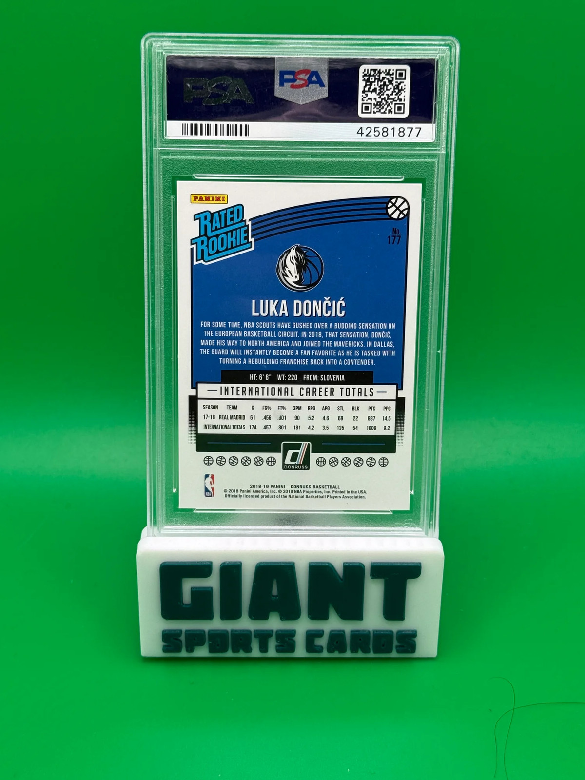 2018 Panini Donruss Luka Doncic #177 Yellow Flood PSA 10 view 2