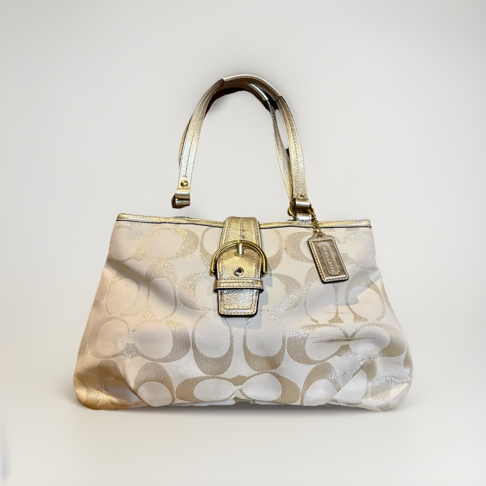 Y2K Coach Soho Logo Canvas Metallic Carryall Purse Ba… - Gem