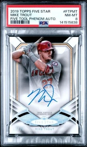 2019 Topps Five Star Five-Tool Phenom Mike Trout On Card Auto 12/25 Angels PSA 8