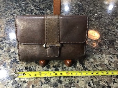 Vintage Pelle Studio Genuine Leather Women's Card Wallet Quad Fold 5  Brown NICE