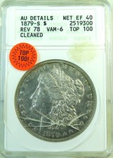 1879 S rev 78 Morgan dollar ANACS net XF40 *VAM 6 engraved feather TOP100* BR