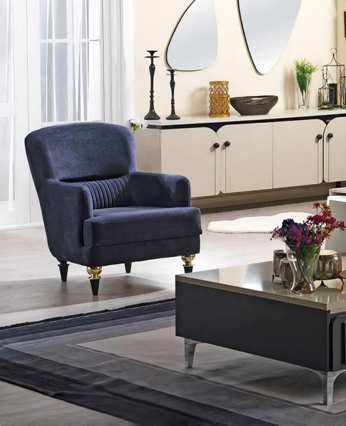 Blau Sessel Wohnzimmer PolstermöBel Einrichtung Luxus Modern Polster Sitz-image
