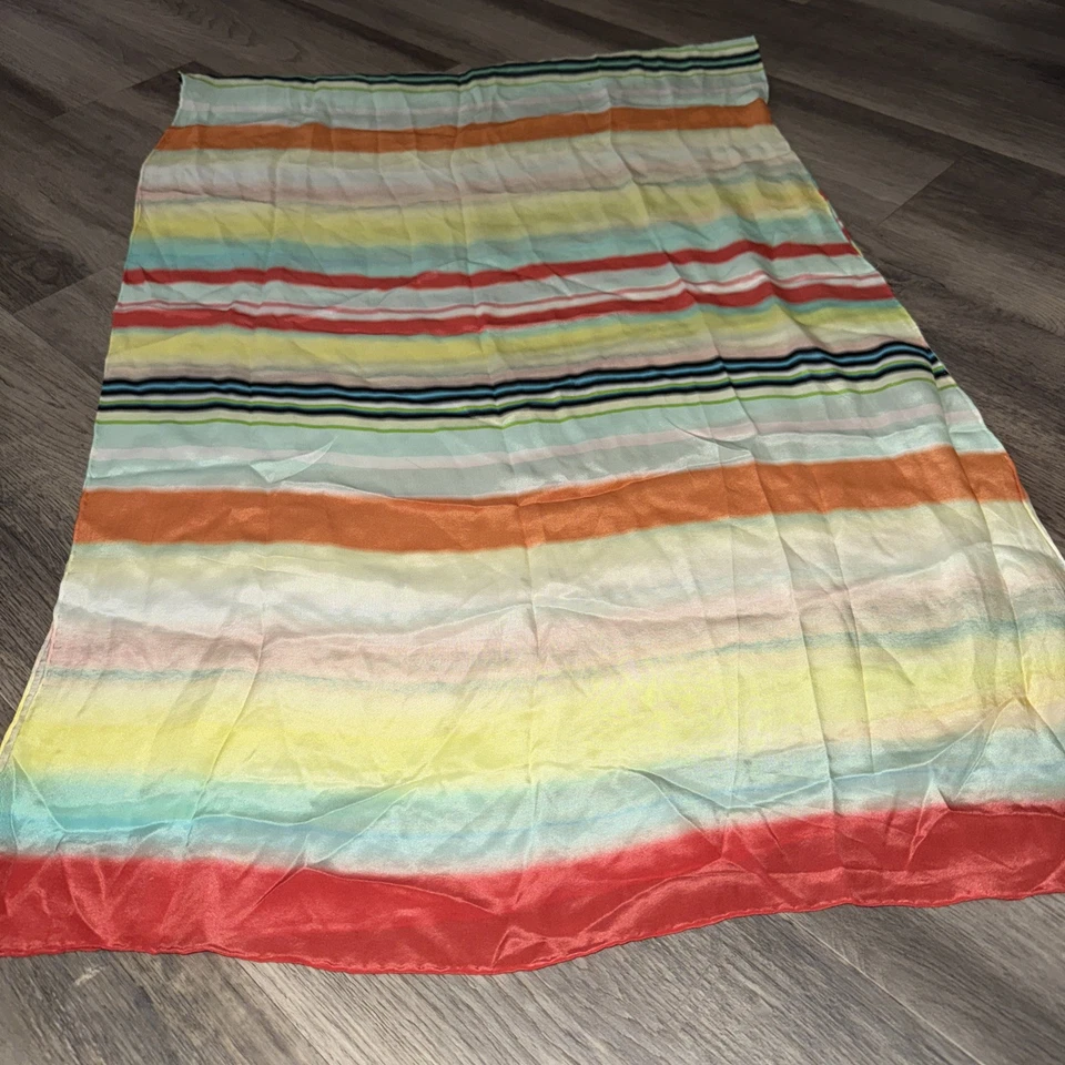 Ted Baker Women’s Scarf 23”x69” Rainbow Multicolor 100% Silk - Image 2 of 4