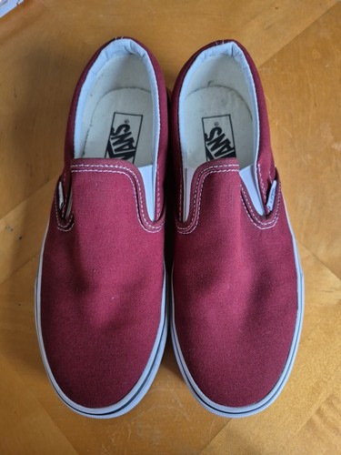 Vans Classic Canvas Slip-on Loafer Mens 6.5 Women 8 Skate Sneaker Burgandy