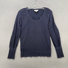 Ann Taylor LOFT Navy Blue Scoop Neck Long Sleeve Sweater Women's Size M