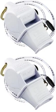 Fox 40 Sonik Blast CMG 3-Chamber Pealess Whistle + Lanyard, White (2-Pack)
