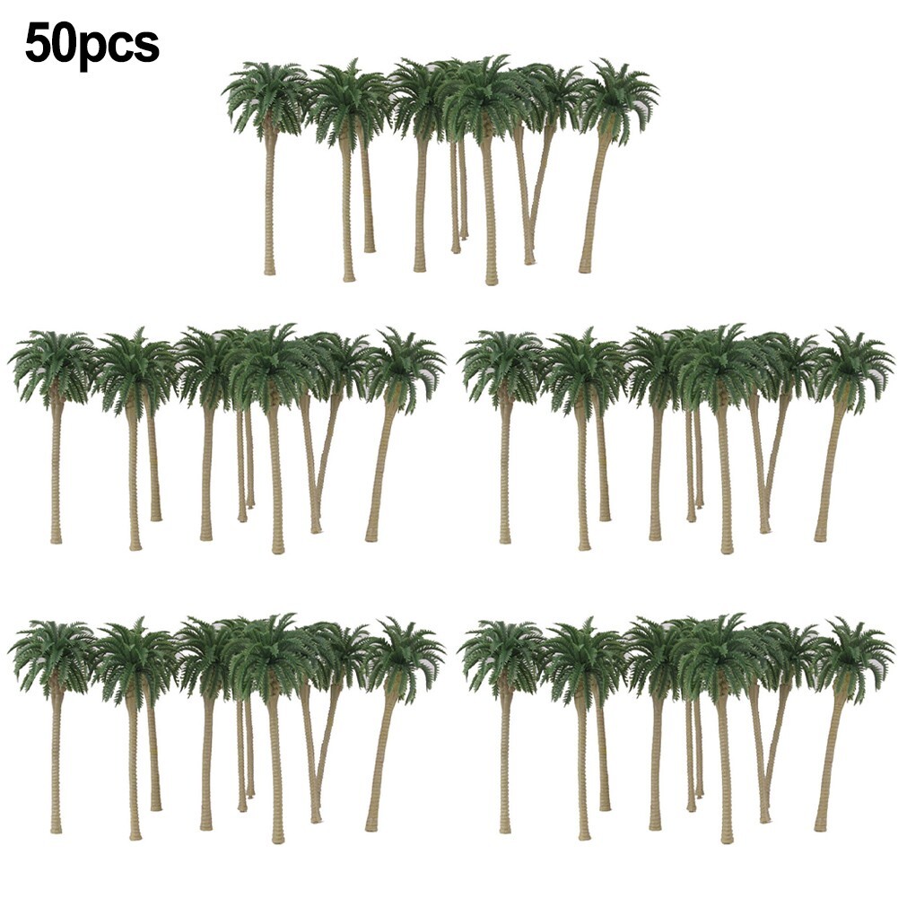 50 Pcs Coconut Palm Trees For N Or Scale Layout Model Tree 70mm NEW
