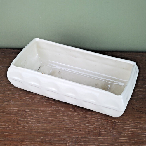 11.5in White Ceramic Planter Rectangular geometric - Picture 3 of 6