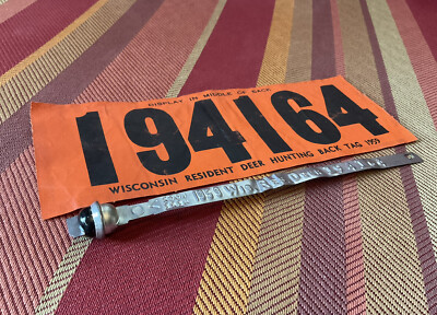 1959 Wisconsin Deer Hunting Back & Harvest Tag Matching #'s - Vintage Deer Camp